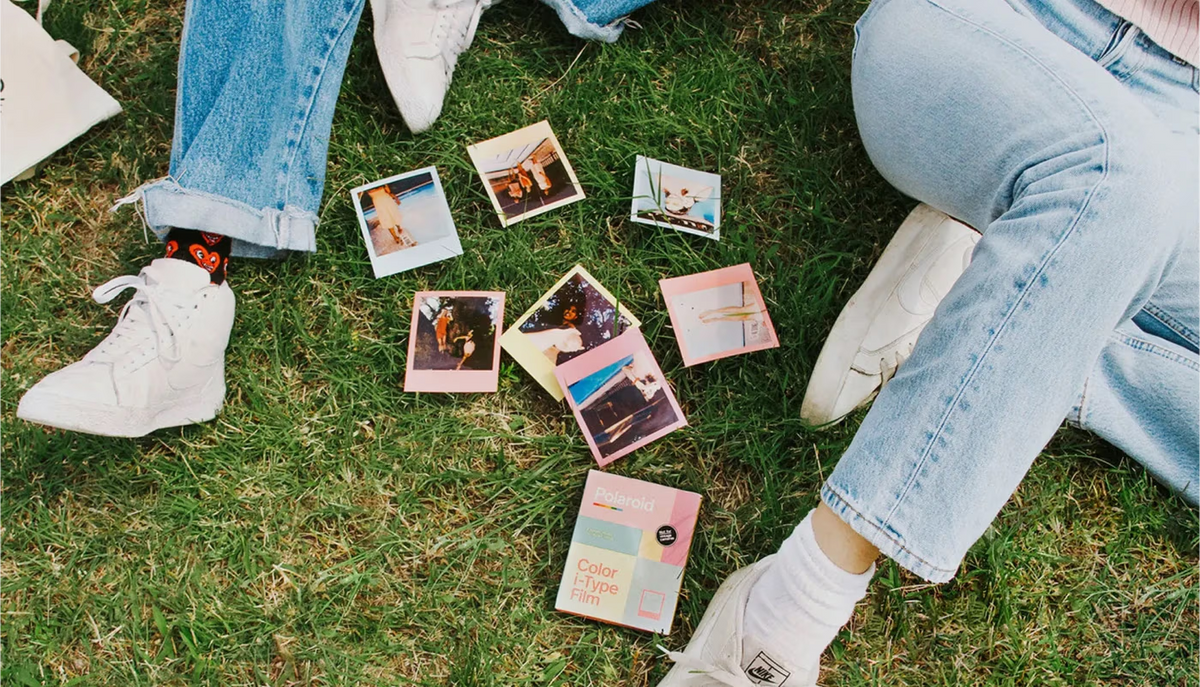 Summer Polaroid instant photos in bright outdoor light