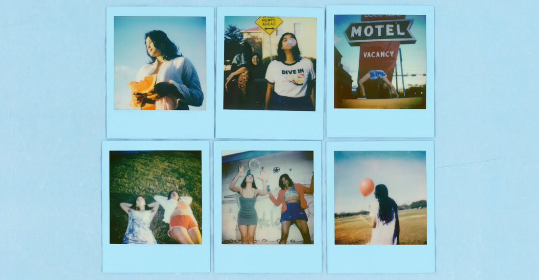 Polaroid Go colour film double pack with Powder Blue frames